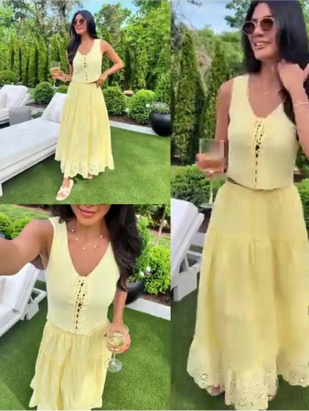 Pink Lily Yellow Maxi Dress Size Small Like New